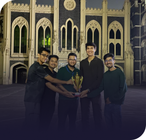 student team holding trophy Econundrum 2022 winner competition