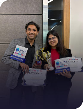 Ansh Rathod and Anisha Atlani holding trophies Achievers Awards 2024 winners