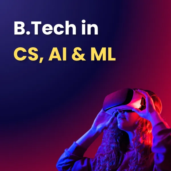 BTech Computer Science AI and Machine Learning student using virtual reality headset for advanced technology learning