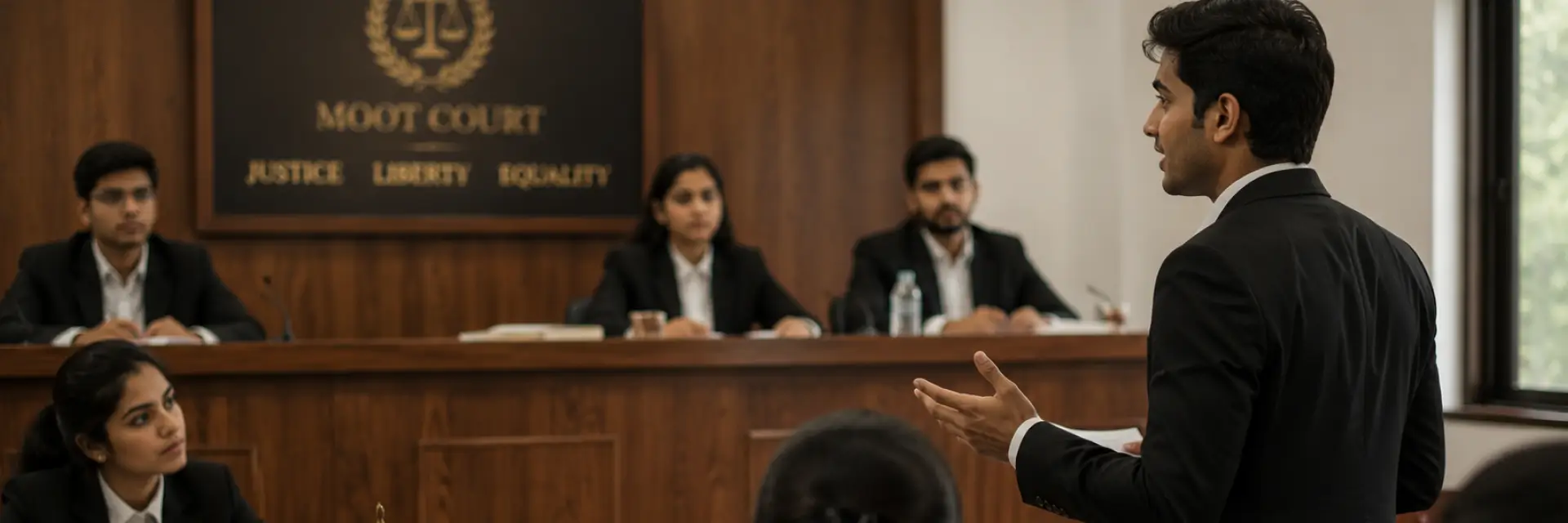 Infographic showing what moot court is, its meaning, and how it shapes BA LLB and LLB law degree students into practice-ready lawyers in India