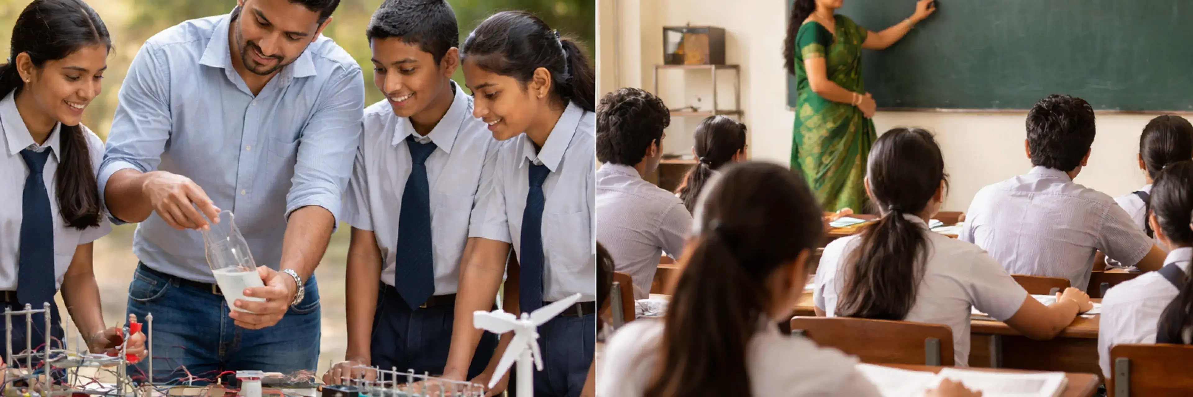 Side-by-side comparison infographic of experiential learning vs traditional learning