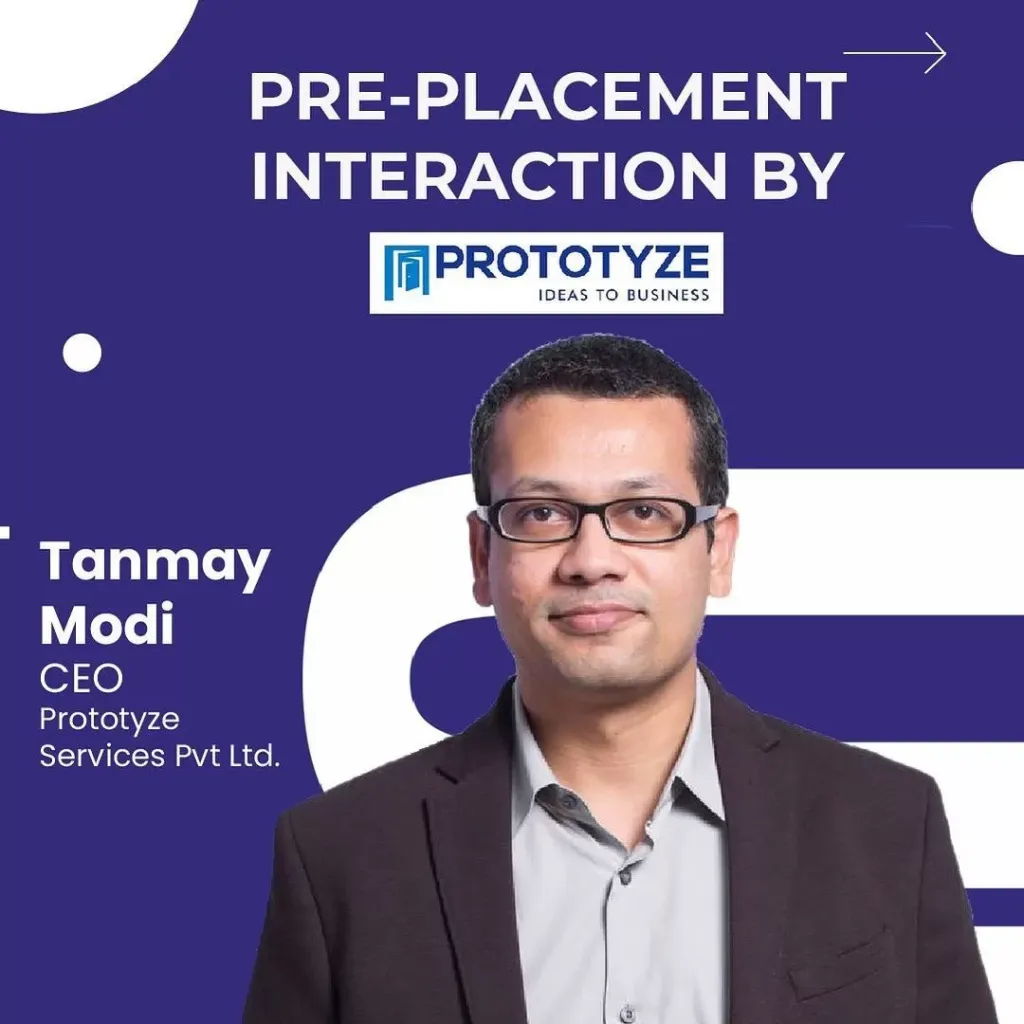 Tanmay Modi, CEO of Prototype Services Pvt. Ltd. conducts a pre-placement session for ATLAS students