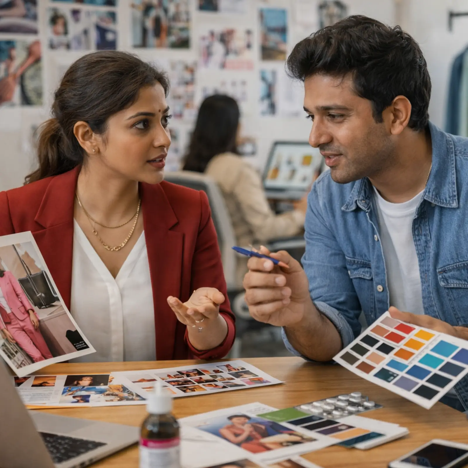 A student pursuing B Des Fashion Communication working on a brand storytelling project across digital platforms