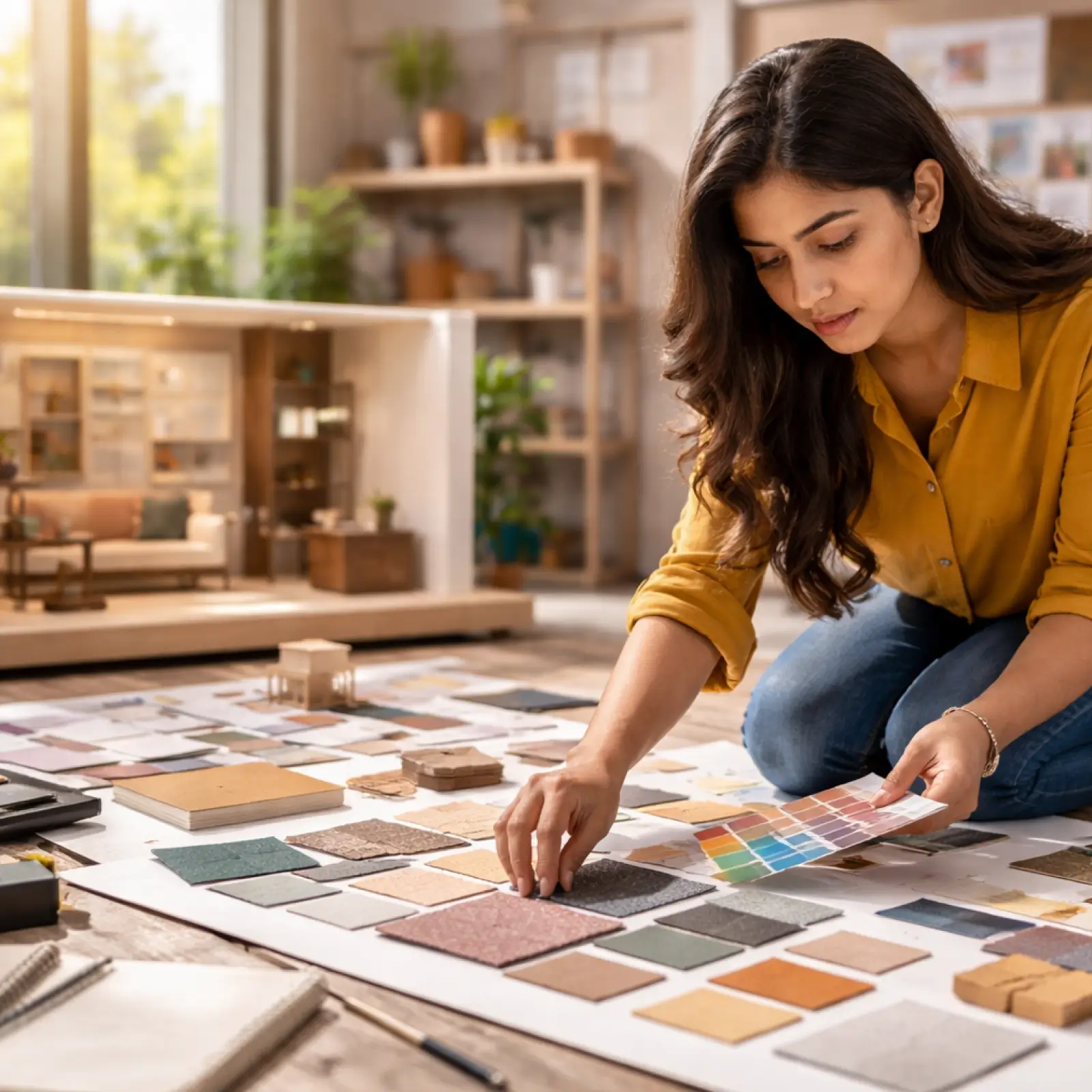 Students learning interior design degree concepts at Atlas University, one of the best institutes for interior designing in India