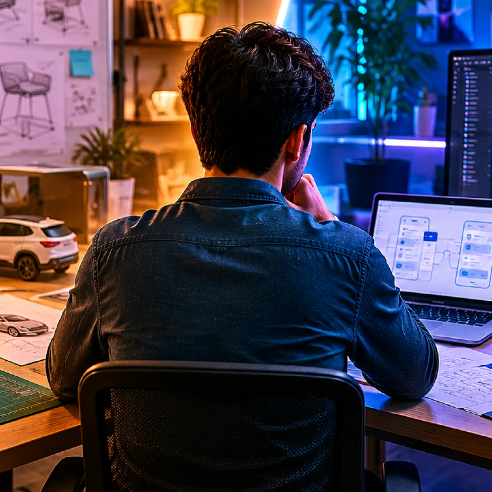Infographic comparing a UI UX designer degree and product designer degree across scope, skills, career paths, and educational outcomes