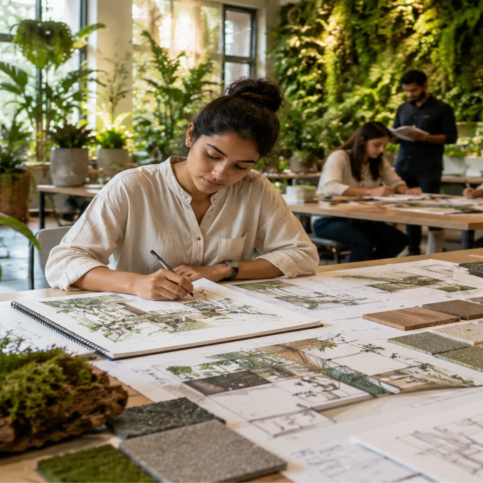 Infographic explaining how biophilic interior design is reshaping interior design degree programs and student learning in 2026