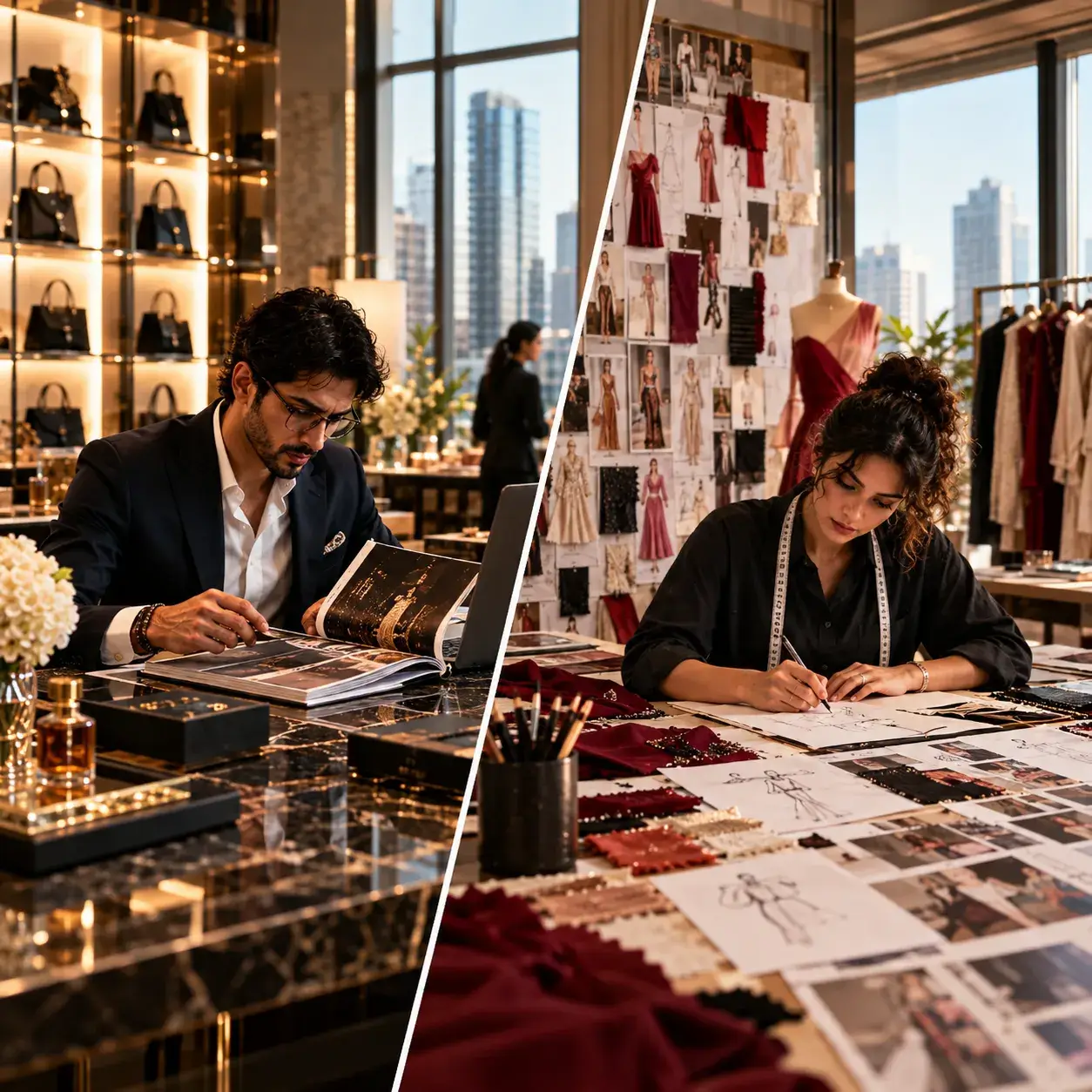 Students comparing luxury brand management and fashion brand management career paths