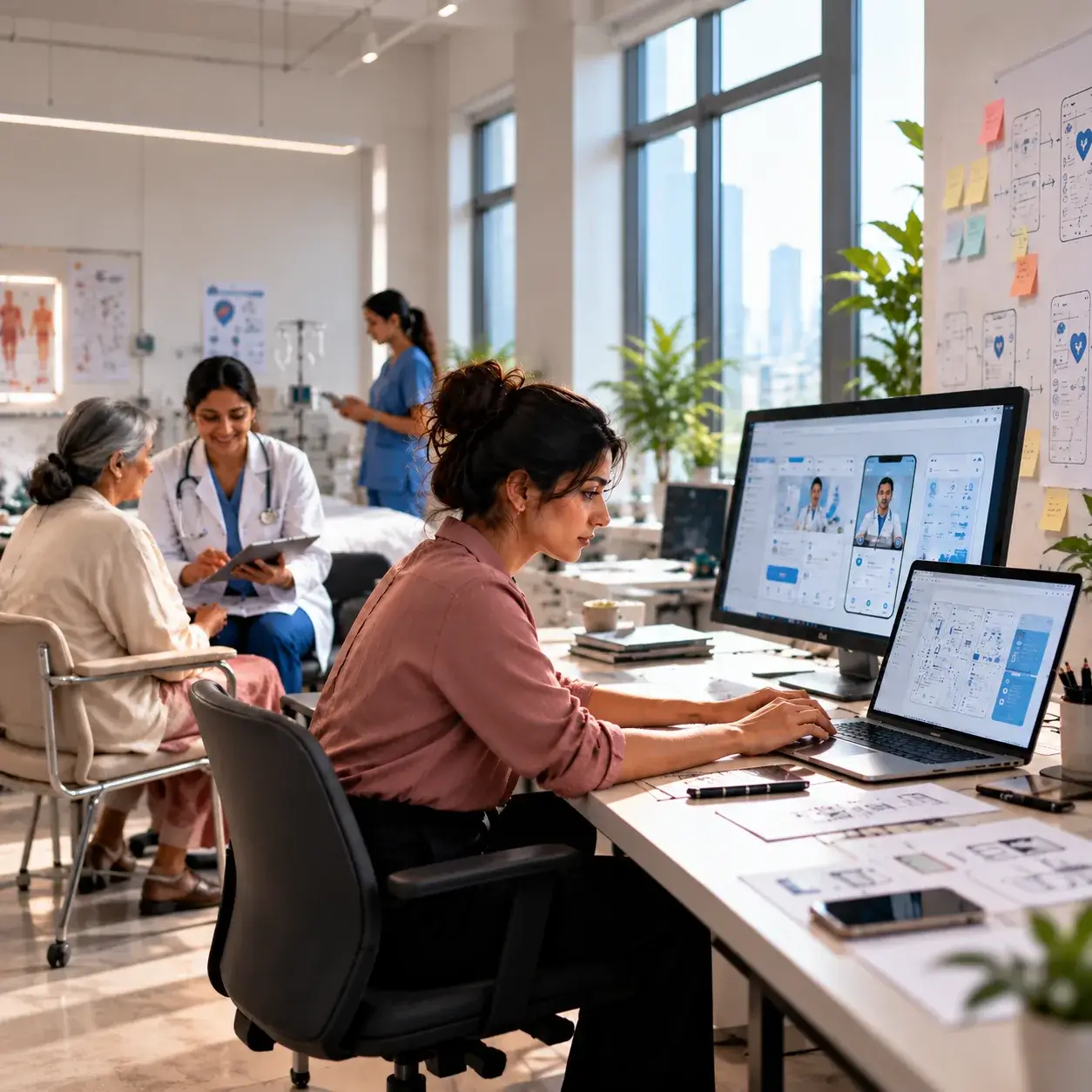 A UX designer researching patient needs for a healthcare app