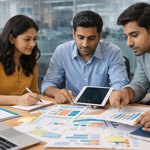 A visual showing strategic design management masters connecting design thinking with business strategy