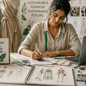 Infographic showing how a fashion design degree in India is evolving to include sustainable fashion, technology, and circular design career paths