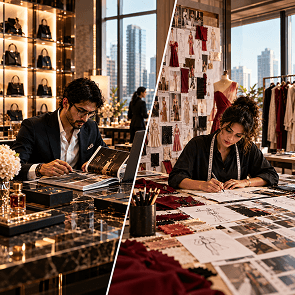 Students comparing luxury brand management and fashion brand management career paths