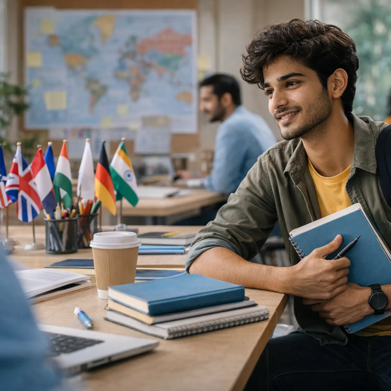 Students learning global trade strategies and international business management concepts in a BBA in International Business program at Atlas University.