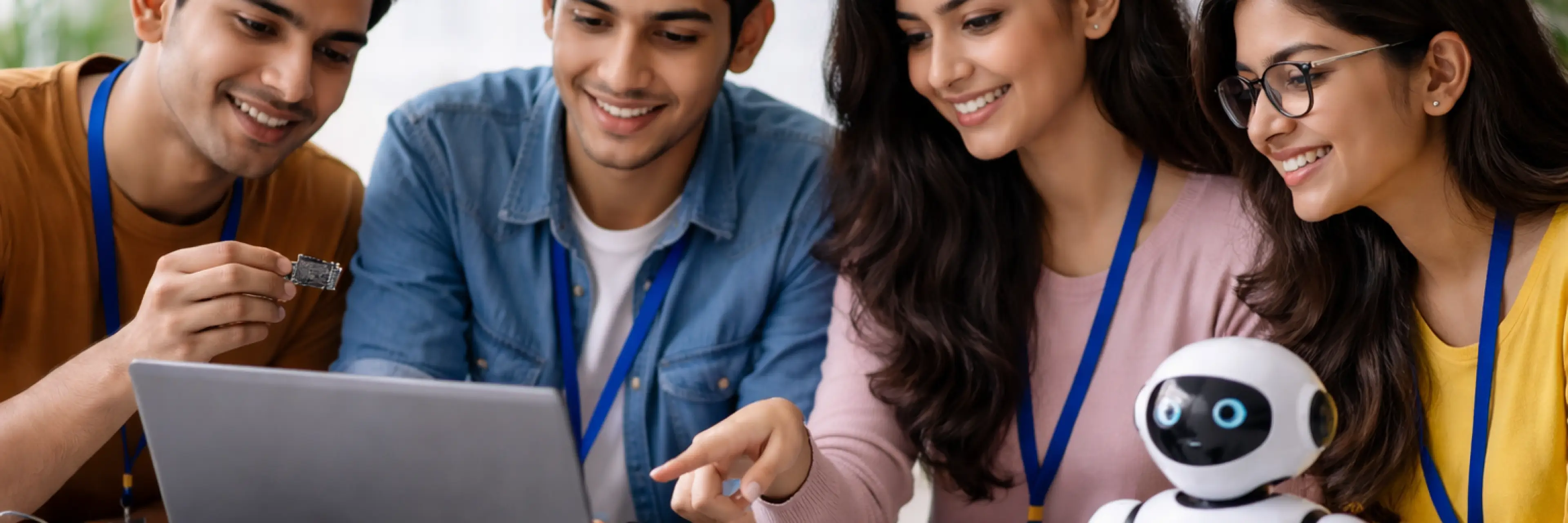 students working on AI-based projects in bba artificial intelligence including data analysis and business strategy