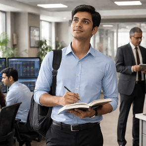 Overview graphic showing how a BBA in banking and finance connects to investment banking career pathways in India