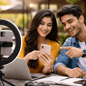 Overview infographic showing how a BBA in digital marketing connects to the creator economy on Instagram and YouTube