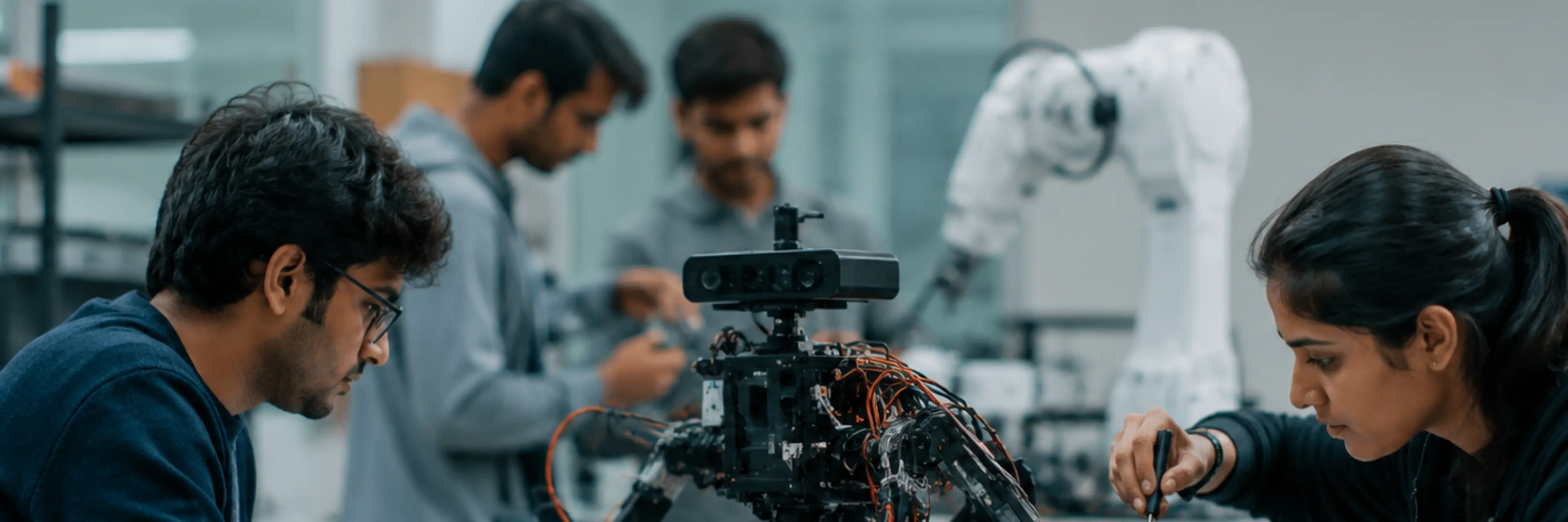 Infographic showing how BTech in robotics prepares students for careers across robotics companies in India in manufacturing, logistics, healthcare, and AI systems