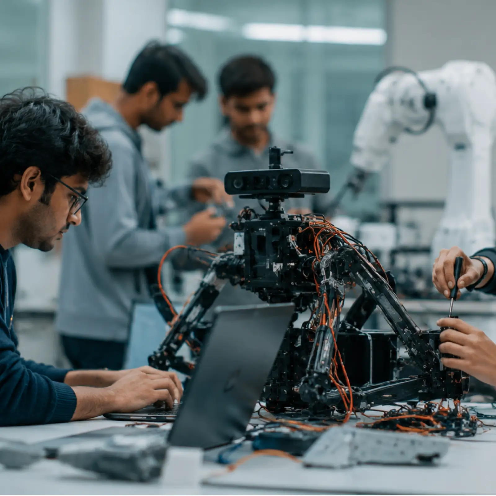 Infographic showing how BTech in robotics prepares students for careers across robotics companies in India in manufacturing, logistics, healthcare, and AI systems