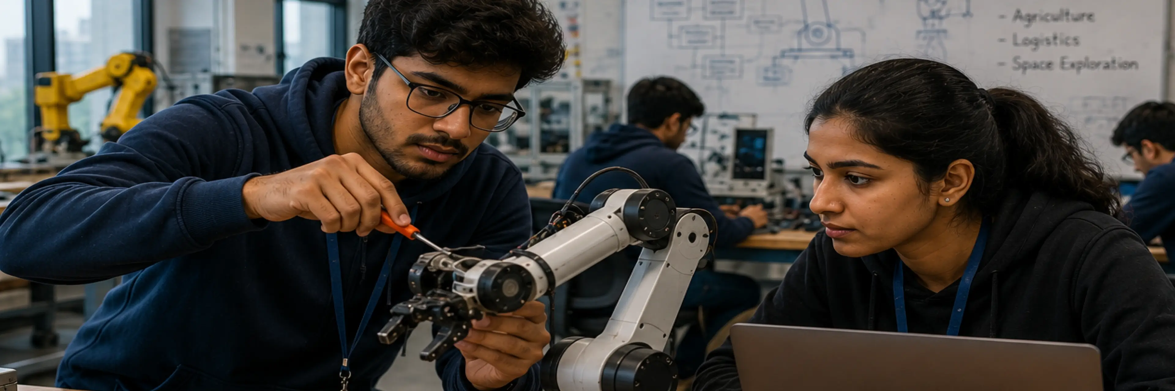 Infographic showing the interdisciplinary structure of a BTech Robotics and Automation programme