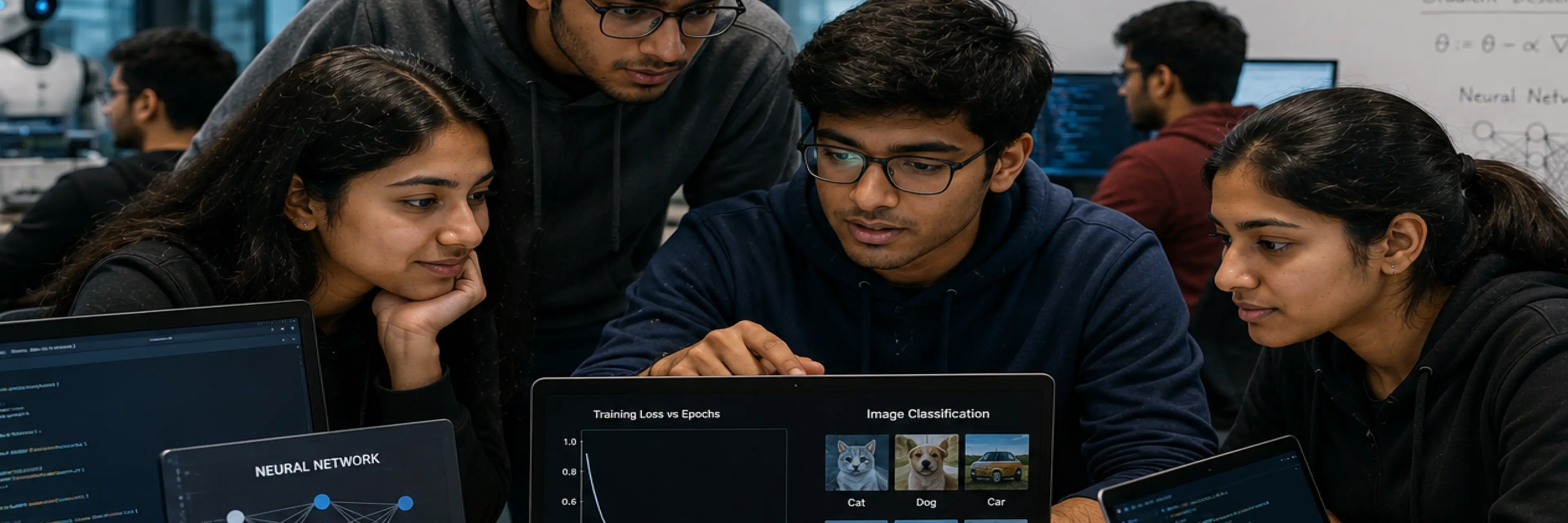 Infographic showing the structure and learning areas of a BTech Machine Learning programme in 2026