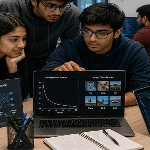 Infographic showing the structure and learning areas of a BTech Machine Learning programme in 2026