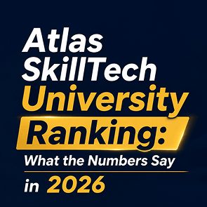 Infographic showing how to interpret ATLAS SkillTech University ranking in India 2026 including NIRF and QS ranking methodologies