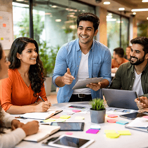 Student entrepreneur learning entrepreneurship training skills including leadership, innovation, startup planning, and business strategy at Atlas University India.
