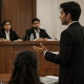 Infographic showing what moot court is, its meaning, and how it shapes BA LLB and LLB law degree students into practice-ready lawyers in India